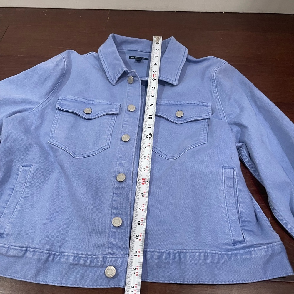 guc j crew factory Women's light Blue periwinkle jean Denim Jacket large - Picture 2 of 8